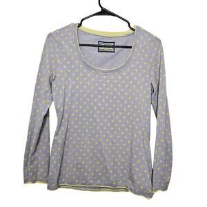 Boden light weight gray and yellow polka dot long sleeve top Women's size 12
